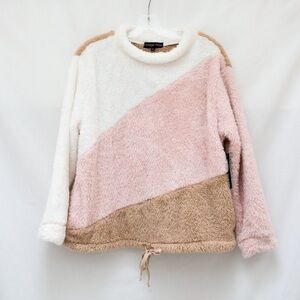 NWT Vintage Rose Sweater fuzzy sherpa top XL new soft pink crew neck sweatshirt